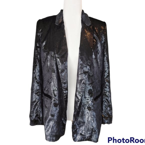 NWT Black Shine Double-breasted Blazer Jacket - Size 10 - Picture 5 of 5